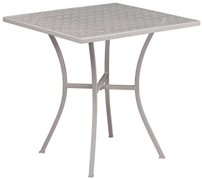Vierkante Patio Tafel van Staal voor Buiten - Lichtgrijs, 28 inch