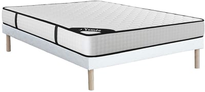 Vente-unique Set 160 x 200 cm gestoffeerde bedbodem + pocketveringmatras 7 zones en traagschuim dikte 22 cm - LUREAN van YSMÉE