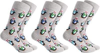 BRUBAKER 3 Paar Kerstsokken voor Heren en Dames - Pinguïns - Katoenen Kerstsokken - Maat 35-40