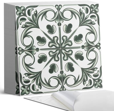 Coloray Plaktegels - Plantenpatroon in de tegel Zelfklevende Tegels - 20 cm x 20 cm - Groente Plaktegels - 20 stuks - Vierkant PVC Tegels - Plaktegels Badkamer - Plaktegels Vloer - Vinyl Tegels - Wandtegel Zelfklevend