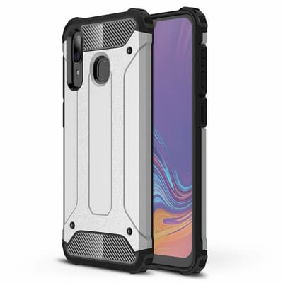 Ntech Hoesje Geschikt Voor Samsung Galaxy A30 Hybrid Armor Hoesje - Zilver