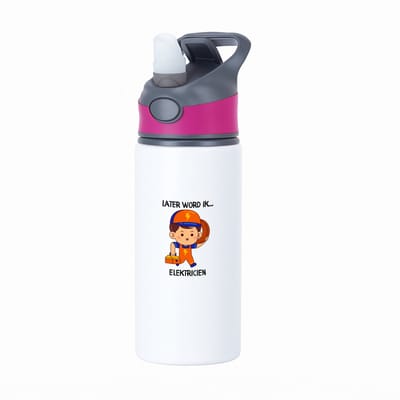 Hacebo® - Later word ik elektricien waterfles met rietje roze - Elektricien - De beste elektromonteur - Technicus - Elektrotechnisch ingenieur - water fles - 650ML