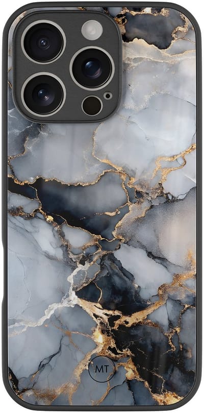 Hoesje geschikt voor iPhone 16 Pro - Marble mist - Luxe Hard Case - Marmer - Grijs - Mooie Telefoonhoesjes