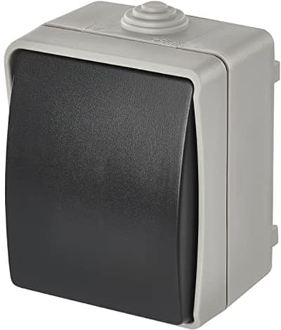 Waterdichte wisselschakelaar voor verlichting - grijs-zwart, IP54, 250 V~/10 AX