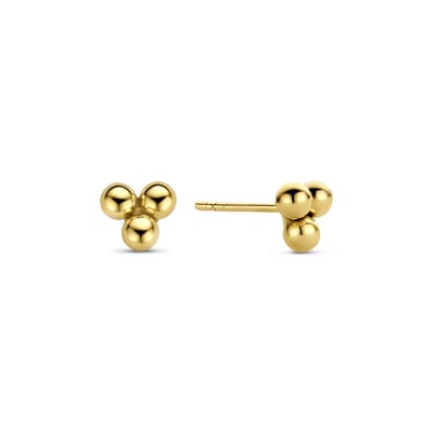 New Bling 9NBG-0382 Gouden Oorknopjes - Dames - 3 Bolletjes - 5,3 x 5,3 mm - 14 Karaat - Goud