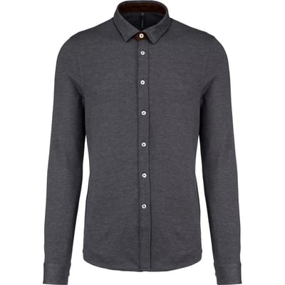 Kariban Jacquard overhemd lange mouwen K507 - Jacquard Dark Grey - M