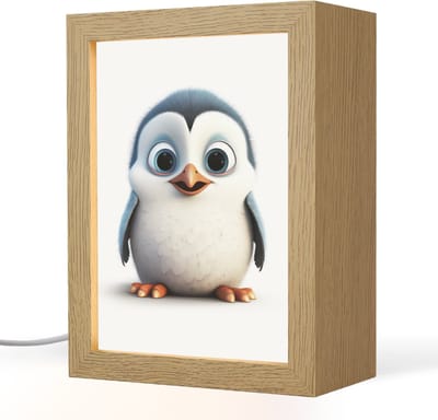 Nachtlampje 15x20 cm - Kinder lampje - Pinguïn - Dieren - Meisjes - Kind - Jongens - Tafellamp kinderkamer - Slaapkamer lamp - Bedlamp kinderen - Kinderlampje stopcontact - Wandlamp babykamer - Nachtlampjes