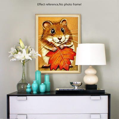 Peinture Diamant 5D DIY Animaux Broderie Diamant Hamster Perceuse Ronde Complète 20X30CM orange
