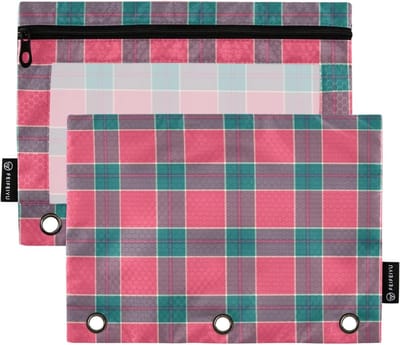 Etui Met Ringen - Potloodtas Documentenhouder - School Kantoor Thuis - Doorzichtig Venster - 25 x 18 cm - Veelkleurig