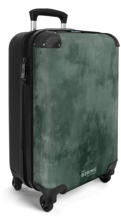 NoBoringSuitcases.com® - Handbagage koffer lichtgewicht - Reiskoffer trolley voor reizen - Groene betonlook - Cabine rolkoffer met wieltjes - Travel luggage - Hardcase valies klein - Past binnen 55x40x20 en 55x35x25