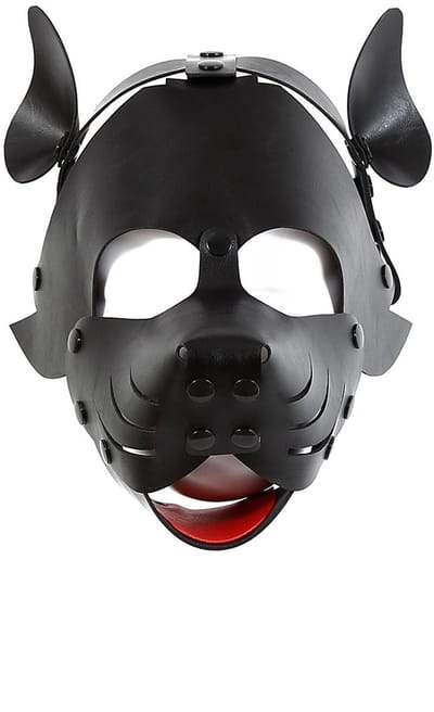 Kiotos Leather - Puppy Masker - Dog Hood - Kunstleer - Zwart