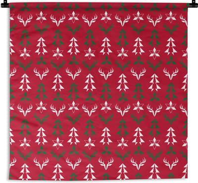 Wandkleed - Wanddoek - Hert - Patroon - Kerst - 180x180 cm - Wandtapijt