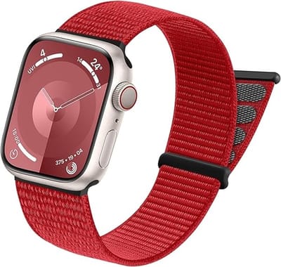 Strap-it Nylon Loop bandje - Geschikt voor Apple Watch Series 1/2/3/4/5/6/7/8/9/10/11/SE/SE2/SE3 - Rood - Nylon bandje met klittenband - Stof iWatch bandje voor maat: 38 / 40 / 41 / 42mm