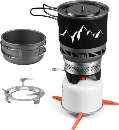 Kampeer Kookset - Lichtgewicht Fornuis - Buiten Koken - Inclusief Branders - 680 Gram - Zilver