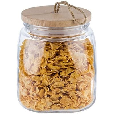 GGM Gastro (6 Stück) Vorratsglas - WOODY - 2 Liter - inkl. aromadichtem Holzdeckel