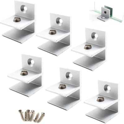 Glassteun F-vormige klem voor 5-10mm glasdikte met schroeven - Set van 6, ideaal voor wandbevestiging en interieurdecoratie