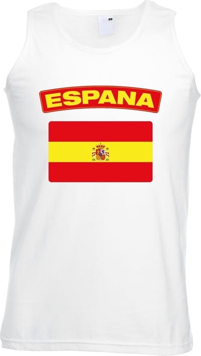 Spanje singlet shirt/ tanktop met Spaanse vlag wit heren S