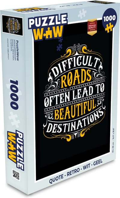Puzzel Quote - Retro - Wit - Geel - Legpuzzel - Puzzel 1000 stukjes volwassenen
