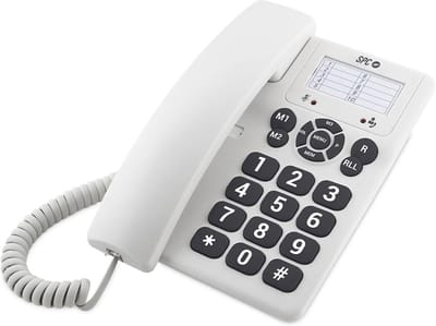 Witte Bureau of Wandtelefoon met Grote Toetsen en Hoog Belvolume