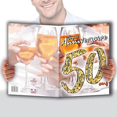Grote reuzenkaart XXL voor 50 jaar verjaardag met envelop – Gouden cijfers voor feestjes