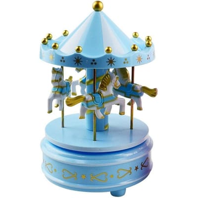 Premium Creatieve Fantasy Kerstvakantie Decoratie Draaimolen Muziekdoos Eenvoudig Gebruik Draaimolen Reuzenrad Ornamenten Elegant Hoge Kwaliteit blauw