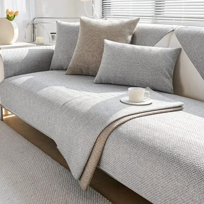 1PC Katoen Linnen Bankhoes Effen Kleur Antislip Bankkussen Vier Seizoenen Universeel L-Vorm Bankhoes voor Woonkamer thuis Pillowcase 45x45 1pc