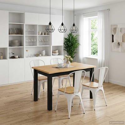 vidaXL - Eettafel - EKAI - Zwart - 112 - x - 70 - x - 76,5 - cm - Massief - grenenhout