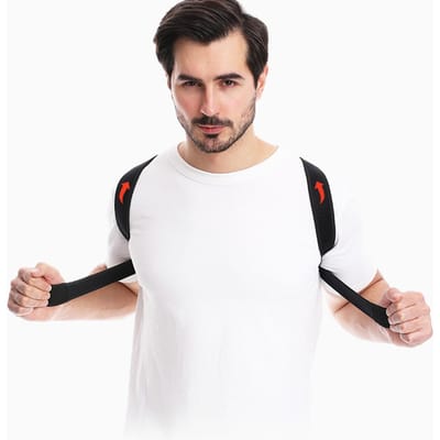 Correcteur de Posture Dorsal Respirant Réglable en Cuir PU Dissimulé Soutien Haut de la Colonne Vertébrale pour beige