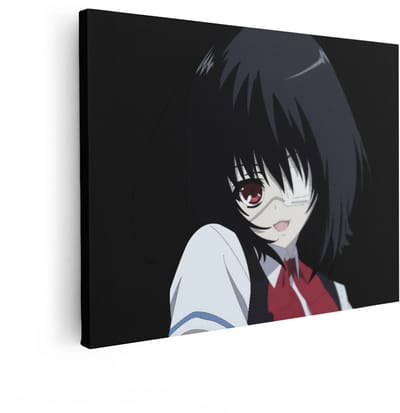 Artaza Canvas Schilderij Anime Meisje - 80x60 cm - Wanddecoratie Schooluniform - Muurdecoratie Ooglapje - Schilderijen Japan Slaapkamer