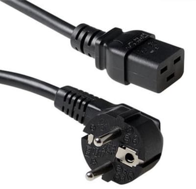 ACT Netsnoer Schuko CEE 7/7 male (haaks) - C19 IEC 60320 zwart 3 m AK5186