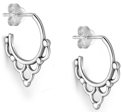 Joy|S - Zilveren Bali oorringen stud - 16 x 17 mm - geoxideerd - zilver oorbellen