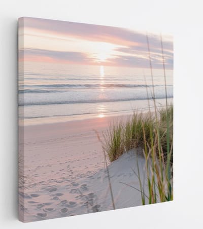 Saammp - Canvas Schilderij - Strand En Zee - duinen - Planten - 20x20 - Foto op canvas - Wanddecoratie - muurdecoratie Woonkamer - Slaapkamer decoratie - Canvas Print