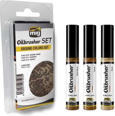AMMO by Mig Jimenez Hobbyverf Enamel verf - MIG 7503 Oilbrusher Ground Colors - Set Oilbrusher(s) - 3 x 10 ml