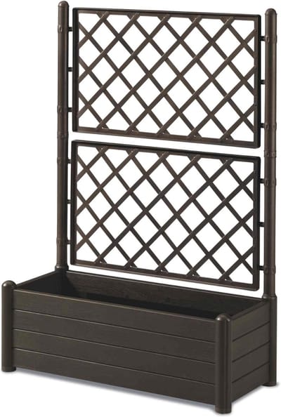 QIN® Plantenbakken voor Buiten - Plantenbak met Klimrek - Plantenbak Buiten - Plantenklimrek - Donkerbruin - 100cm x 43cm x 142cm