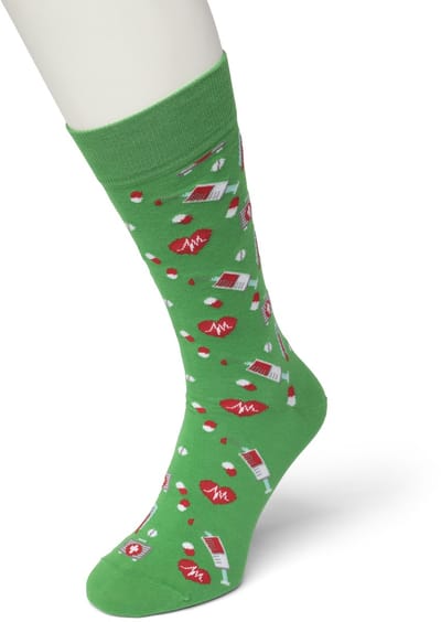 Bonnie Doon HerenSokken met Medische Print maat 40/46 Groen - Thema Sokken - Ziekenhuis - Dokter - Cadeau Sokken - Word je Happy en vrolijk van - Zacht Katoen met Gladde Teennaad - Comfortabel - Perfect Cadeau - Kelly Green - BT992116.258