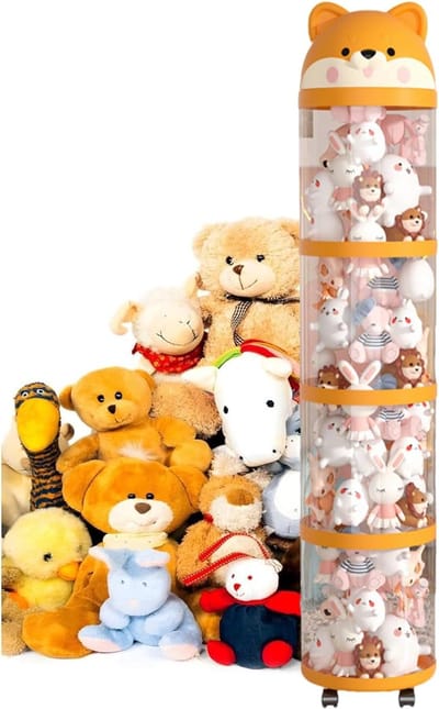 Knuffel Opbergtoren - Speelgoed Organizer - Kinderkamer Decoratie - Met Wieltjes Verplaatsbaar - Grote Capaciteit - Transparant