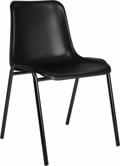 Kantinestoelen Rome kunststof stapelbaar zwart frame grijs kuip