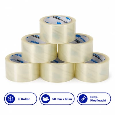 Premium Tape Transparant - 6 Rollen - 50 mm x 66 m - Extra Sterke Verpakkingstape - Pakkettape voor Dozen & Verzenddozen | Propacker
