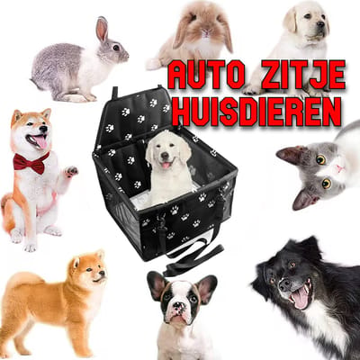 Allernieuwste.nl® Veilig Autozitje Zwart Hond, Kat of Konijn - Waterdicht - Opvouwbare Autostoel 40x32 cm