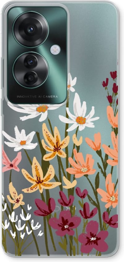 Case Company® - Hoesje geschikt voor Oppo Reno 11 F hoesje - Painted wildflowers - Soft Cover Telefoonhoesje - Bescherming aan alle Kanten en Schermrand
