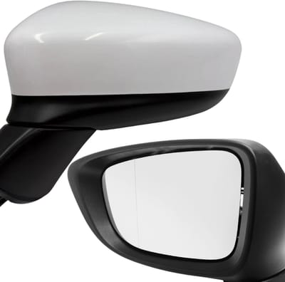 BILMAX Linker Buitenspiegel Vervanging voor Mazda 6 (GJ/GL) 2012–2022, Elektrisch Verstelbaar, Elektrisch Inklapbaar, Met Richtingaanwijzer, Verwarmd, Wit, 8-Pins (Bestuurderszijde)