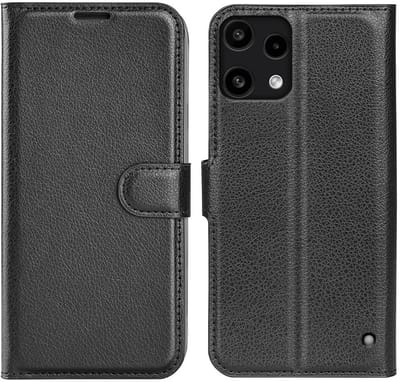 Hoesje geschikt voor Nothing Phone (3a) Lite - Phonesta Litchi Skin Book Wallet Case - Zwart
