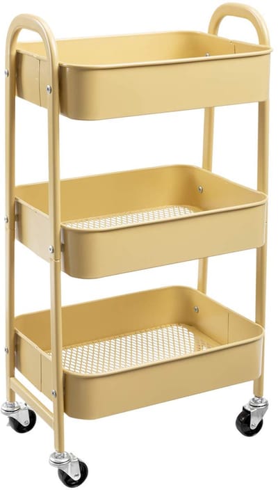 Unyqoos ® Multifunctionele Metalen Opbergwagen met Wielen en Drie Lagen voor Elke Kamer