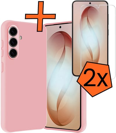 Hoes - Met 2x Screenprotector - Geschikt voor Samsung Galaxy S26 - Sterk & Shockproof - Back Cover - Siliconen Case - Telefoon Hoes - Lichtroze