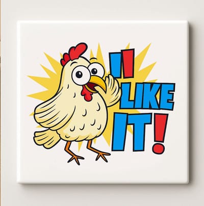 I Like It Kip Art Tegel – 15x15cm Grappige Cartoon Keramische Wanddecoratie, Schattige Boerderijdier Keuken Decoratie