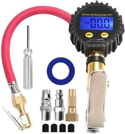 Digitale bandenpomp - Luchtmeter - Banden controleren - LCD display met verlichting - 200 PSI - Zwart