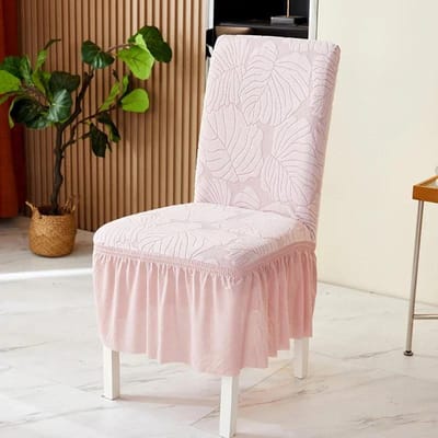 1/2/4/6 stuks Bladeren Jacquard Eetkamerstoelhoes met Rok Stretch Stoelhoezen voor Bruiloft Banket Feest Huis Stoelhoes 2pcs
