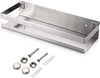 Roestvrijstalen Hoekplank voor Badkameraccessoires, Wandplank voor Keuken en Woonkamer (30cm, Zilver) - Ruimtebesparend, Modern Design, Duurzaam Materiaal
