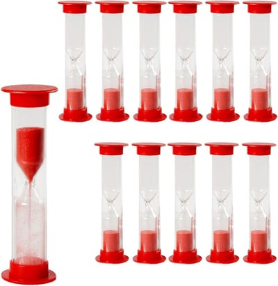 12-delige zandloper set voor kinderen, 1 minuut shatterproof, compact en draagbaar voor speelse leerervaringen in de keuken en op school