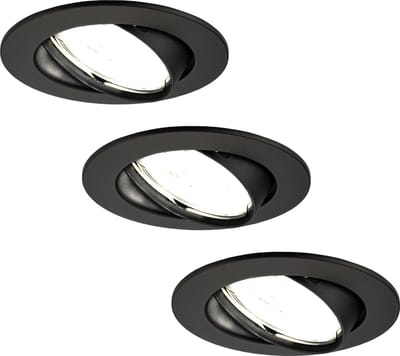 Ledvion - 3X LED Inbouwspot Amsterdam - Zwart - Dimbaar - 3W - 4000K - Ø82 mm